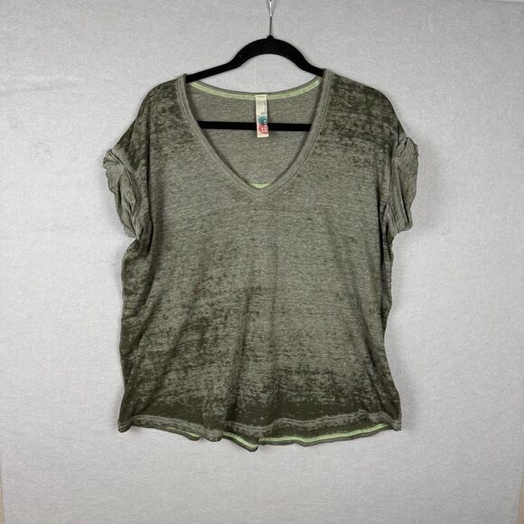 Free People FP BEACH Free Fallin' Burnout Tee Top Army Green XS but Oversized - Picture 1 of 6